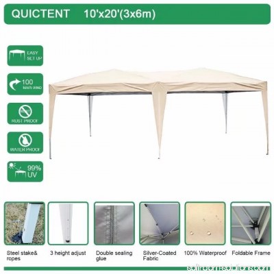 Quictent 10x20 ft Pop Up Canopy Party tent Camping tent Beach Gazebo Heavy duty Height Adjustable Waterproof No Sidewalls Brown